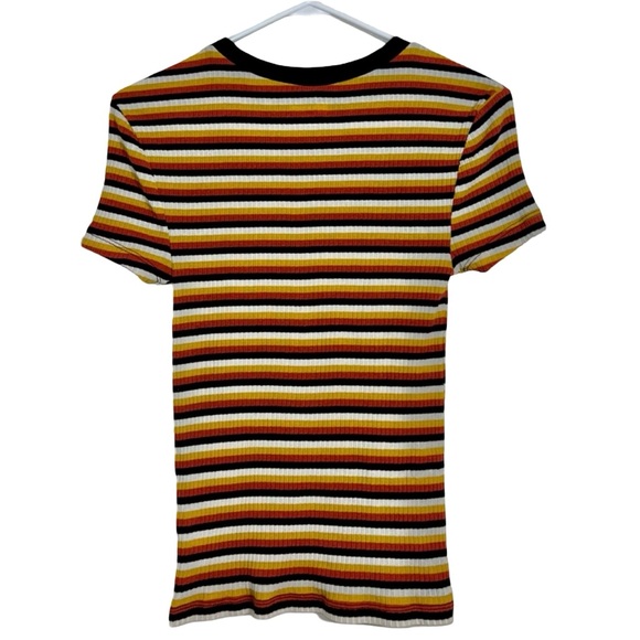 No Boundaries Crewneck Striped and Fitted Short Sleeve Top - Picture 2 of 5